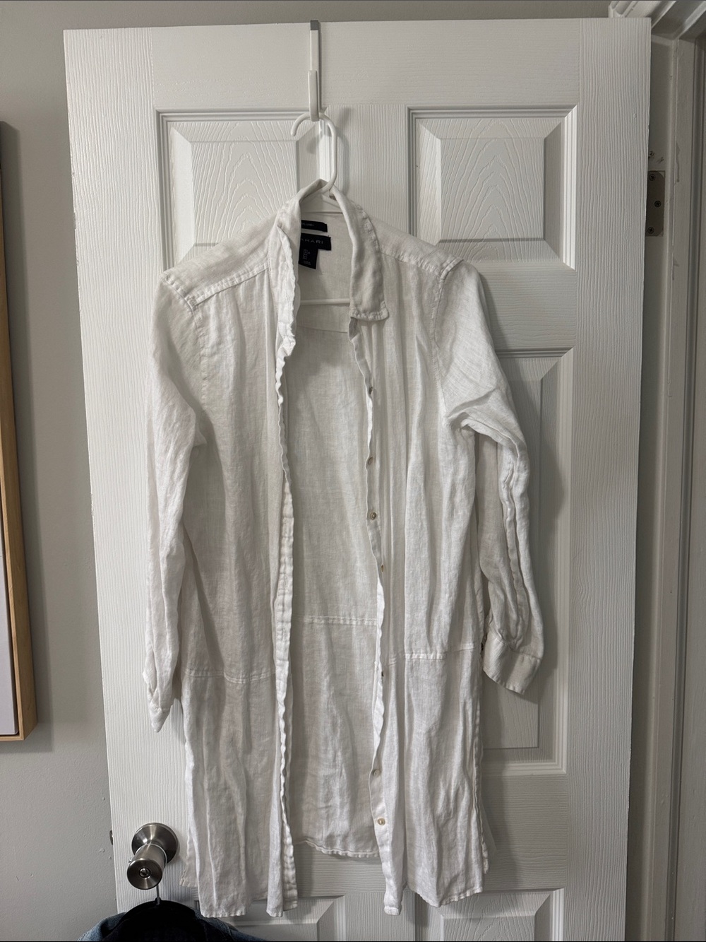 Tahari long linen button down